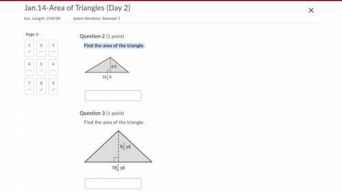 Find the area of the triangle.
PLZ HELP also with number 3