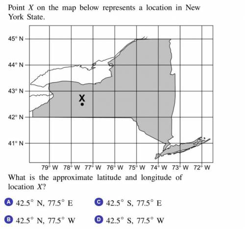 What is the approximate latitude and longitude of x?
