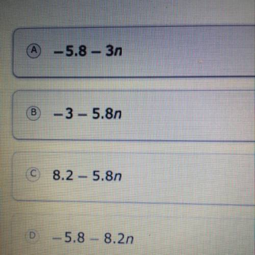 20 POINTS

I NEED HELP ASAP
The first five terms in a pattern of numbers are shown.
2.4, -3.4,-9.2