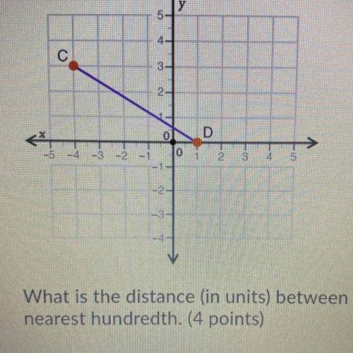 HELP ASAP PLEASE!!

what is the distance (in units) between points C and D? round your answer to t
