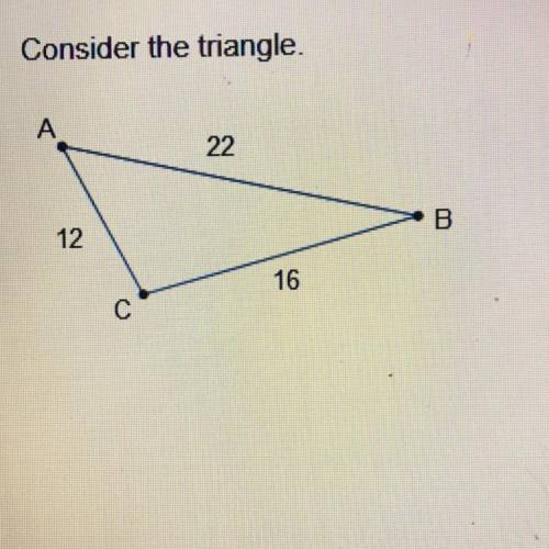 Consider the triangle.

Which shows the order of the angles from smallest to largest?
O angle A, a