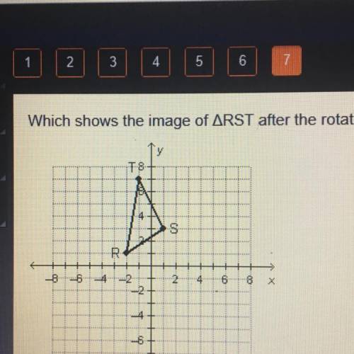 Which shows the image of ARST after the rotation (x, y) —-> (y, -x)