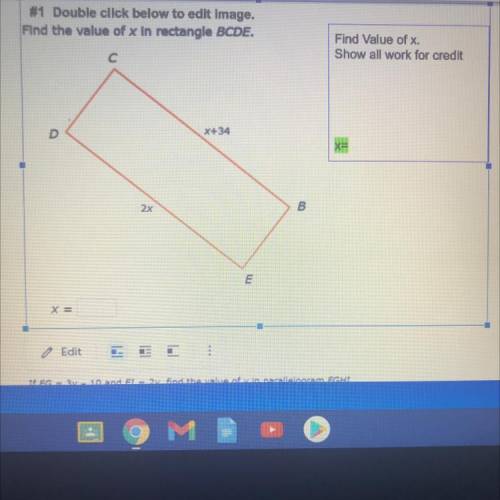 #1
Find the value of x in rectangle BCDE.
