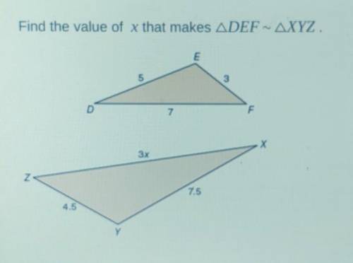 Find the value of x that makes def ~ xyzx=