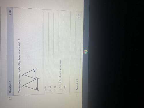 The two polygons are similar. Find measure of angle C