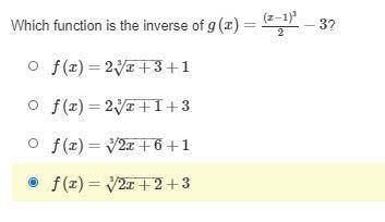Which function is the inverse of g(x) = ?