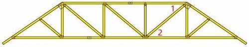The figure shows a truss used in the construction of a building. The measure of ∠1 is 39°. Find the