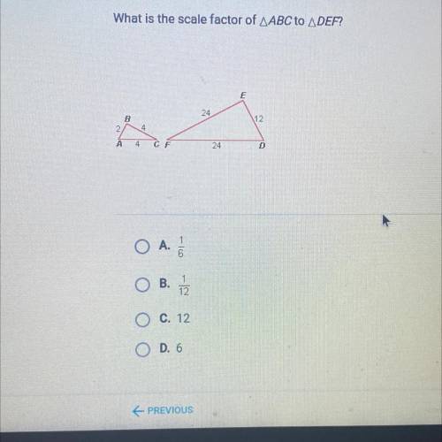 What is the scale factor of ABC to A DEF?