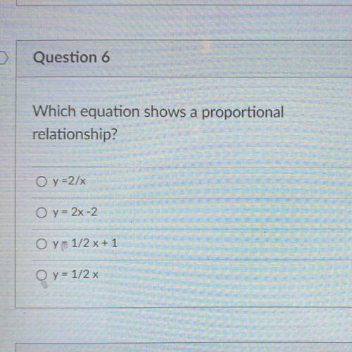 Which equation shows a proportional relationship?