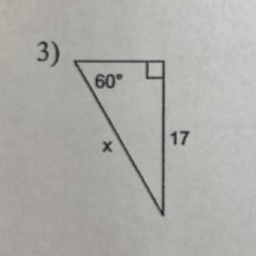 Solve for the missing side (x).