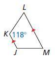Find the measure of each angle in the isosceles trapezoid.
m∠L= ?
m∠M= ?
m∠J= ?