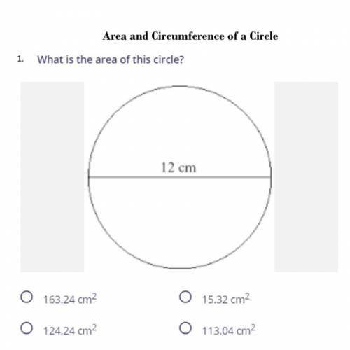 What is the area of this circle pls help