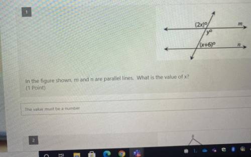 In this figure shown, m and n are parallel lines. What’s the value x?