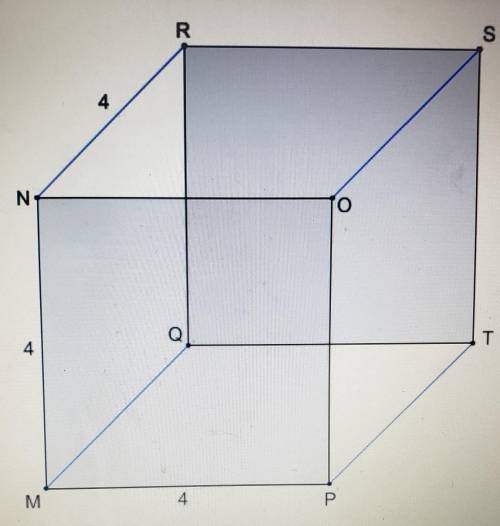 What is the perimeter of a cross section perpendicular to face QRST of the cube shown below?
