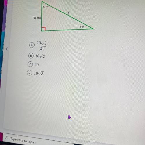 Use your knowledge of special right triangles to find y. Write your answer in simplest radical form