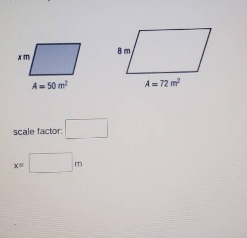 Use the given area to find scale factor of shaded figure. the solve for x.