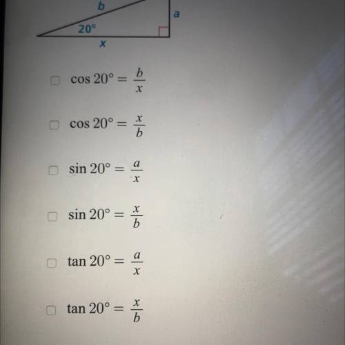 Please help quickly!!
Which of the following trigonometric ratios are correct?