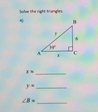 Solve theright triangle