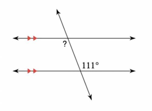 Solve for the missing angle

A. 121 degrees 
B. 79 degrees 
C. 111 degrees 
D. 89 degrees