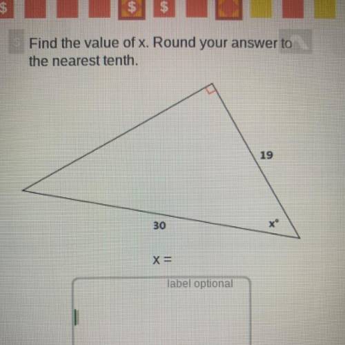 Find the value of x. Round your answer to
the nearest tenth. Please help