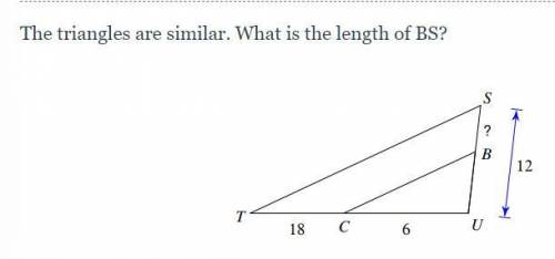 Are these triangles similar, what is the length of BS