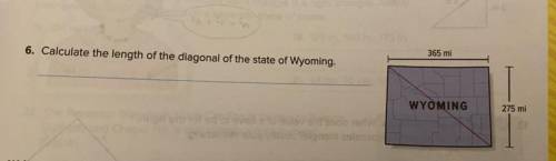 Calculate the length of the diagonal of the state of Wyoming