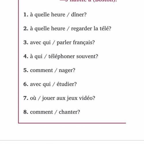 What would the inversions of these be (1-8), and how would you answer these inversions in French