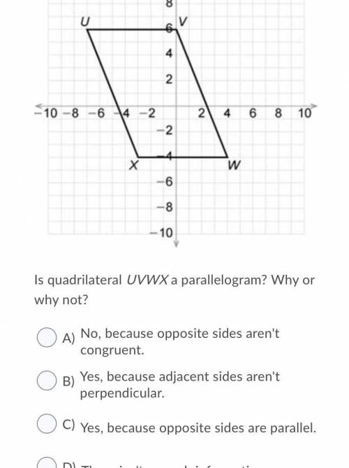 Is quadrilateral UVWX a parallelogram? Why or why not?
