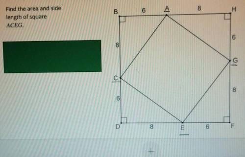 Find the Area and side length of square ACEG