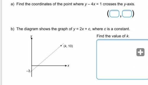 Find the coordinates of the point where y-4x=1 crosses the y axis