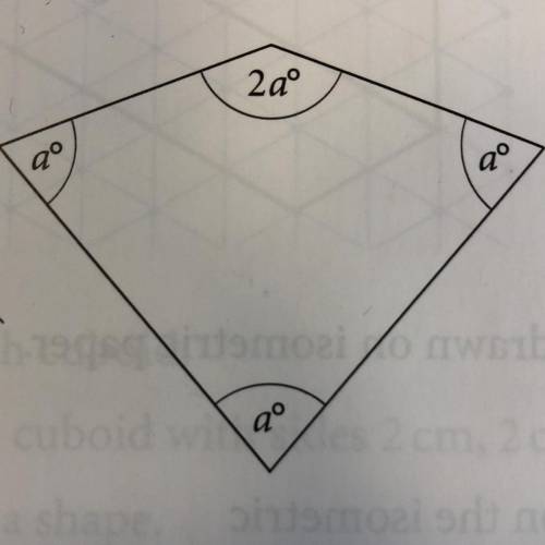 This shape is a kite.

Calculate the value of a.
I will give the brainliest to the correct answer!