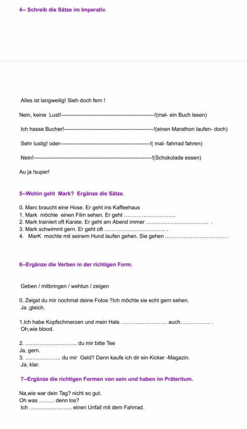 Please help me with this german exam!