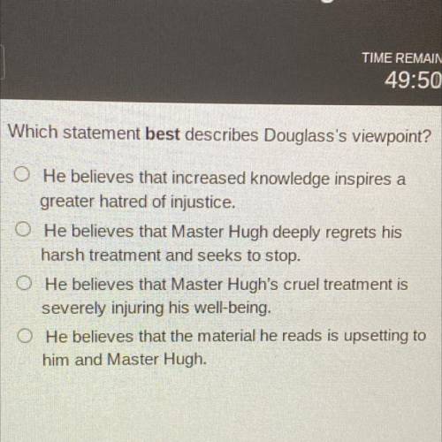 Which statement best describes Douglass's viewpoint?