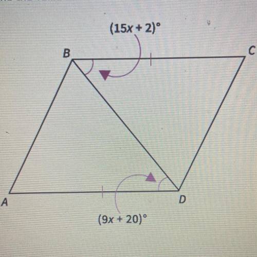 1. Find the value of x for which ABCD must be a parallelogram.