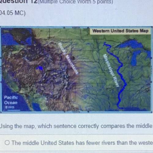 Using the map which sentence Comedy compares the United States to the western United States?

The