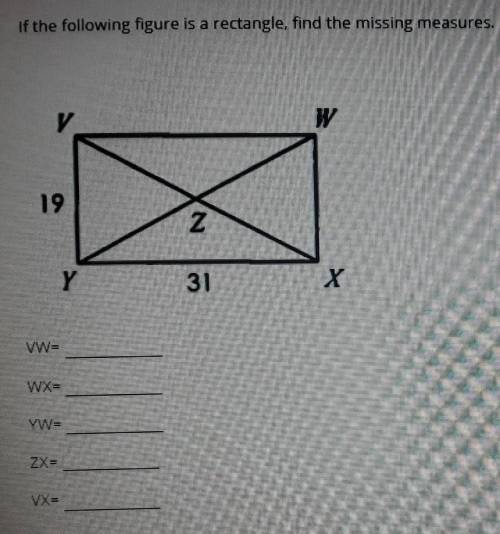 If the following figure is a rectangle, find the missing measures. round all answers to 1 decimal p