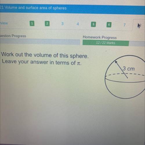 Work out volume of this sphere leave your answer in terms of pi