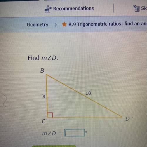 Find the measure of angle D