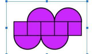 The purple figure is composed of small squares with side-length 1 unit and curves that are an arc o