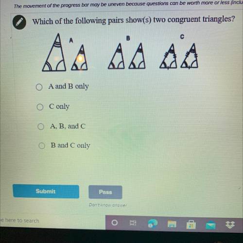 Which of the following shows two congruent triangles