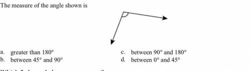 Please help me in math.
The measure of the angle shown is....