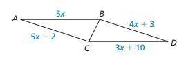 Find all values of x that make the triangles congruent. Explain your reasoning.