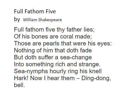 Name two changes that the speaker describes happening to the father in “Full Fathom Five.