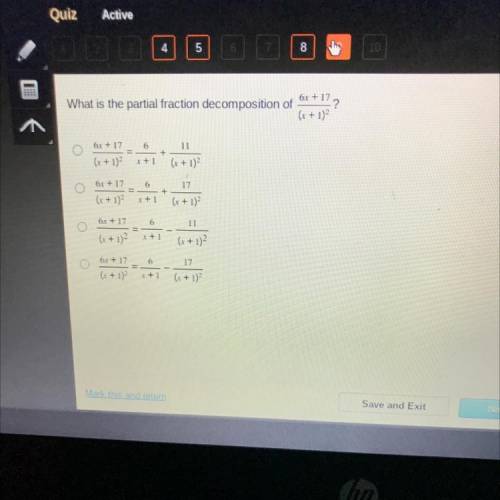 What is the partial fraction decomposition of 6x + 17