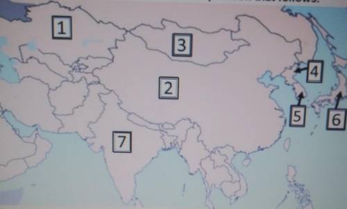 Which of the countries on the map above is Japan? A number 1 B. number 4 C. number 5 D. number 6