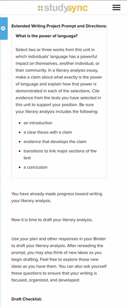 You have already made progress toward writing your literary analysis.

Now it is time to draft you