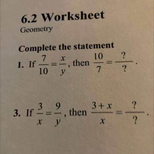 Help ASAP Complete the statement answer both problems