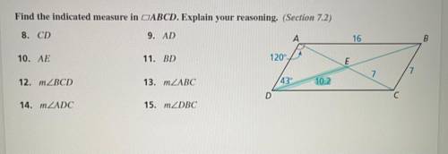 Find the indicated measure in ABCD. Explain your reasoning.
Please help me I don’t understand:/