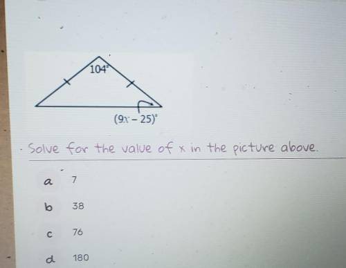 Solve for the value of x
