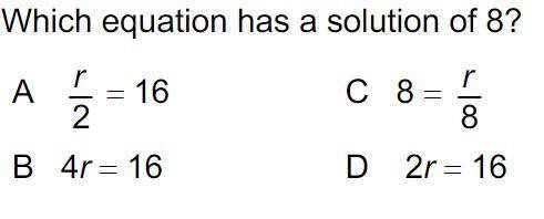 Which equation has a solution of 8?